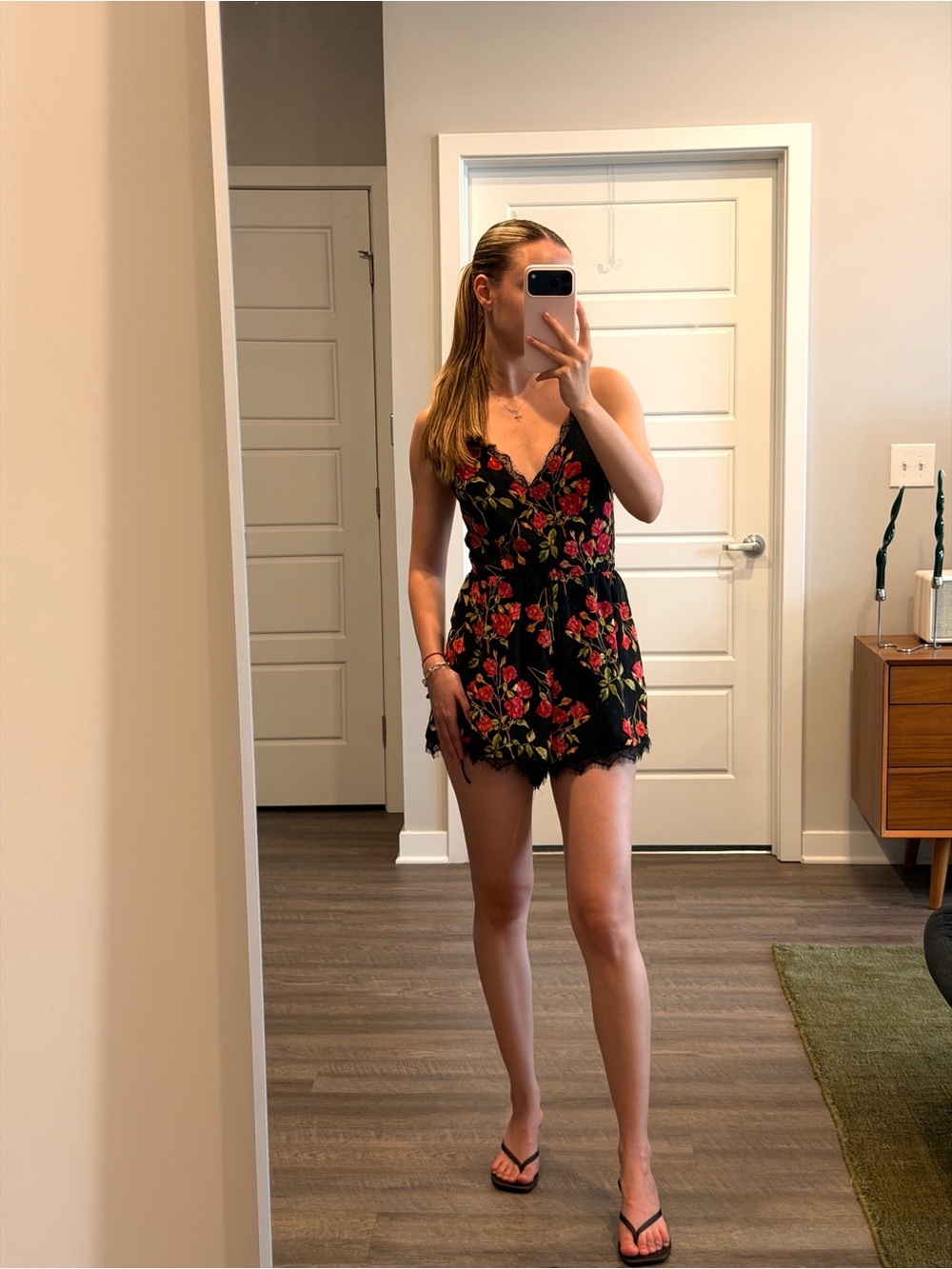 NBD Revolve Black Floral Lace Romper Pink Rose Dark Romantic Cottagecore XS